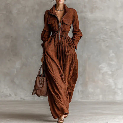 Elegant Lapel Midi Dress