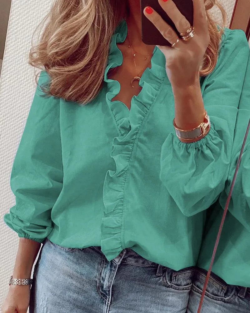 Women's Long-Sleeve Ruffled Shirt