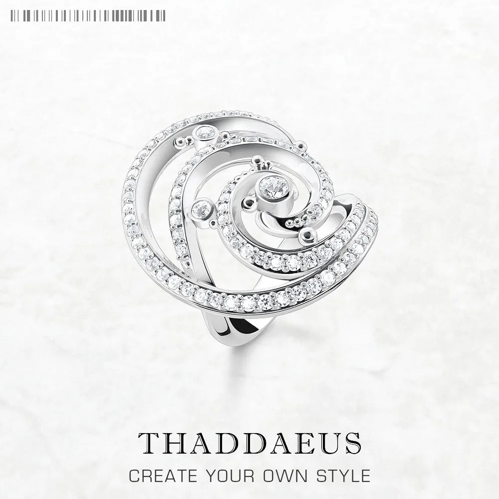 Ring Wave 2023 Summer Brand New Fine Jewerly Pure Solid 925 Sterling Silver Romantic Gift For Women