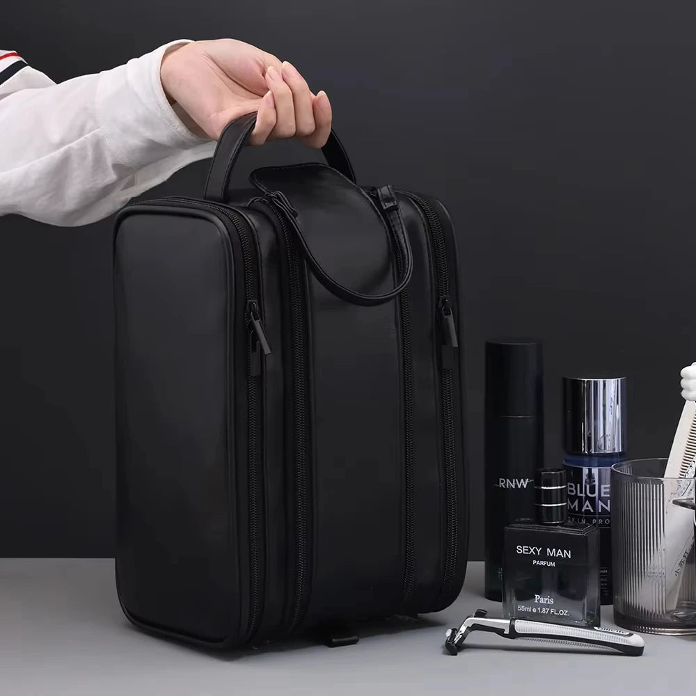 Multi Pockets Waterproof PU Toiletry Bag for Women and Men Travel Essentials Makeup Organizer Hanging Cosmetic Washing Bag