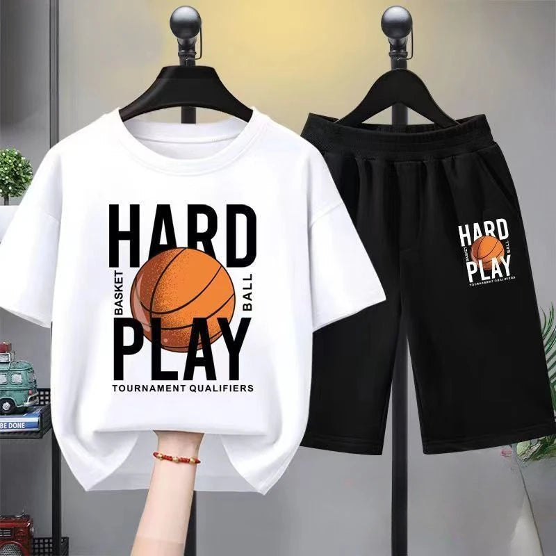 Summer Baby Boy Clothes Set Children Basketball Printed T-Shirts and Shorts 2 Pieces Suit Kid Fashion Top Bottom Tracksuits