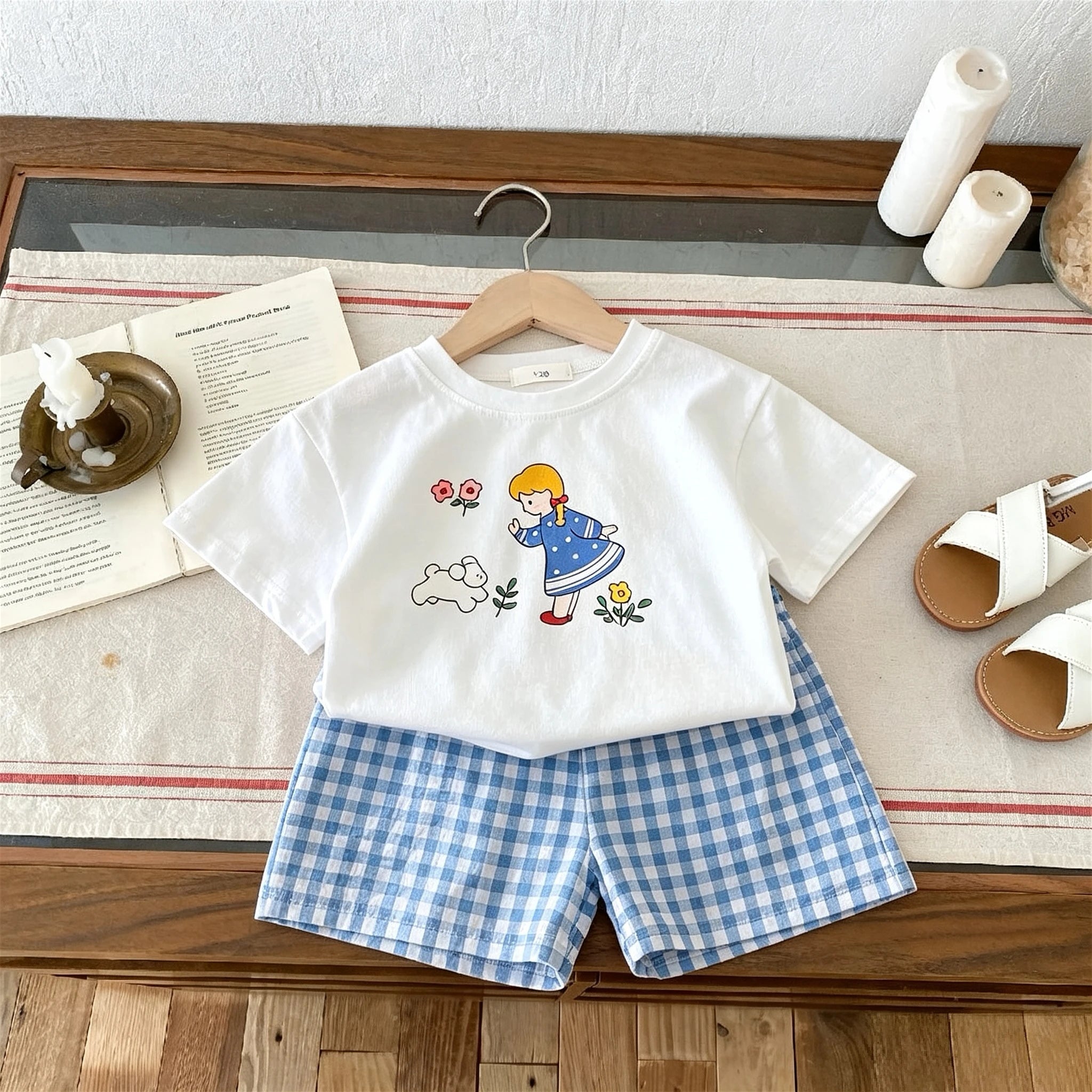 Summer Clothes Kids Girl Boy Short Sleeved Suit T-shirt + Shorts Children's Wear Casual Printed Tees Two Piece Outfits 1-6 Age