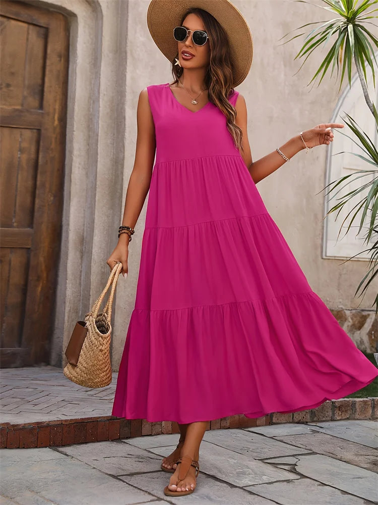 2024 Women Dress Summer Casual Brand Dresses Elegant Yellow Black Dress Femme