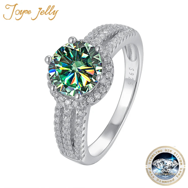 JoyceJelly Luxury Round 2CT 8mm VVS D-COLOR Moissanite Diamond Ring For Women S925 Sterling Silver Wedding Rings Engagement Gift