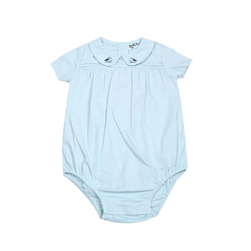Summer Children's Family Clothes Set Pink And Blue Woven Fabric Boy's Vest And Girls' Dress Baby Romper Outfit with Lining Layer