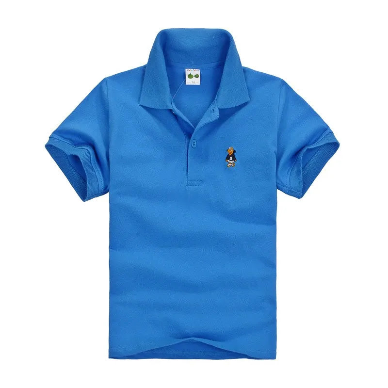 Summer Teenager POLO Shirts 3-14Yrs Children T-shirt For Girls Short-Sleeve Baby Tops Boys Tee Shirts Solid Color Kids Outerwear