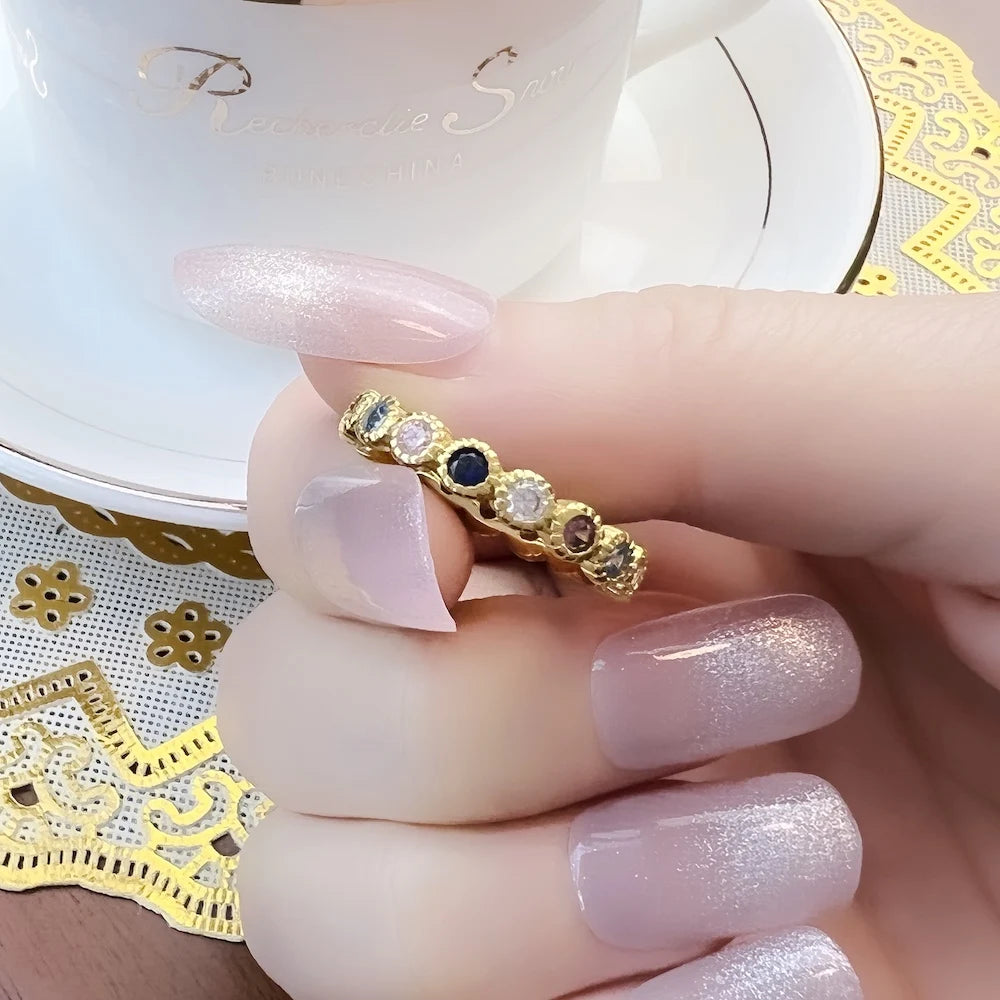 Golden Ring Royalty,Europe Fine Jewerly For Elegance Women,2023 Summer Victorian Age Vintage Gift In 925 Sterling Silver