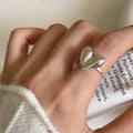 New Trendy Two-color Black Heart Rings For Women Minimalist Aesthetic Drop Of Oil Open Rings Female Metal Punk Party Jewelry