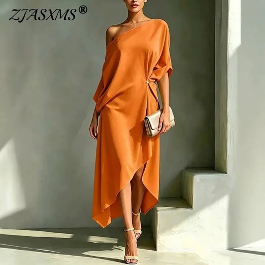 Women's One-Shoulder Midi Dress