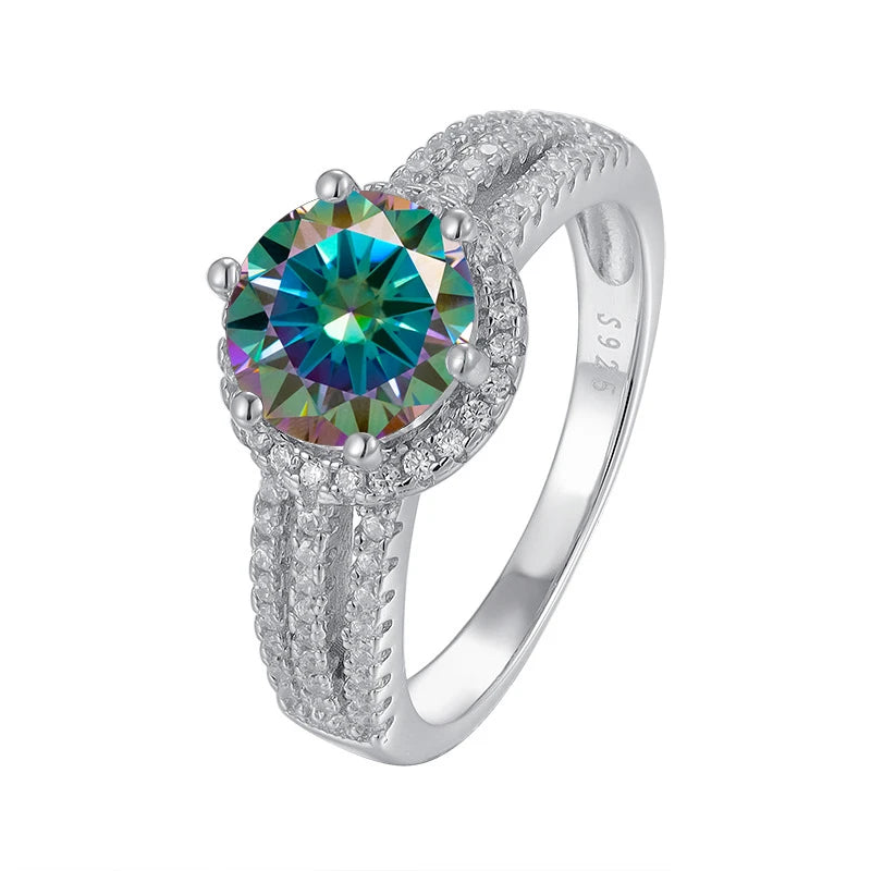 JoyceJelly Luxury Round 2CT 8mm VVS D-COLOR Moissanite Diamond Ring For Women S925 Sterling Silver Wedding Rings Engagement Gift