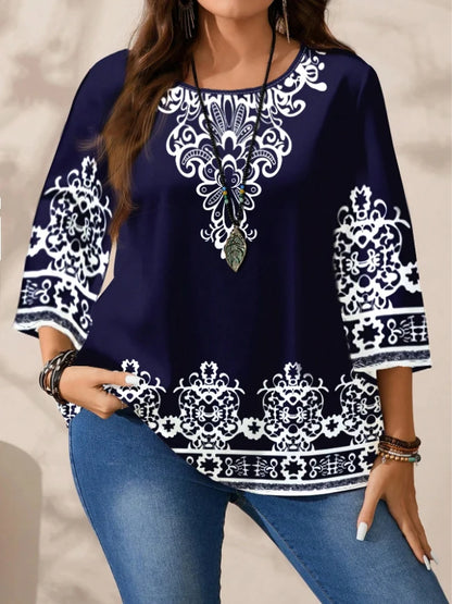 Women's BoHo Style Blouse with Beautiful Print.
