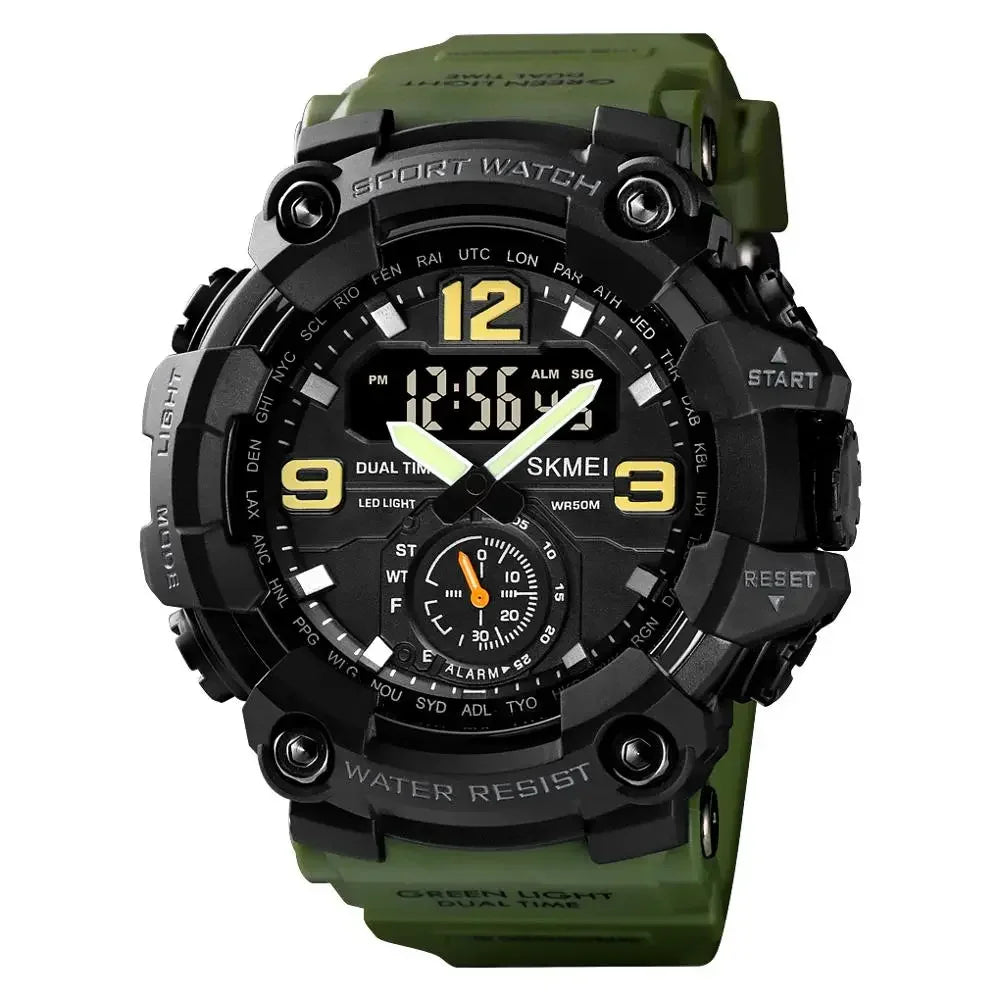 SKMEI 1637 Military Watch for Men LED Display Waterproof Quartz Wristwatch Mens Sport Digital Shockproof Clock Montre Homme 1965
