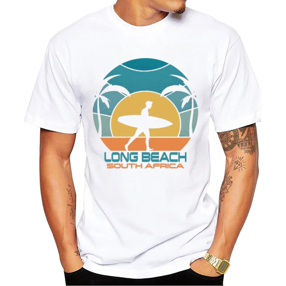 TEEHUB Casual Tees Hipster Beach Surf Men T-Shirts Boy Retro Car Print Short Sleeve T-Shirt Sport Tops