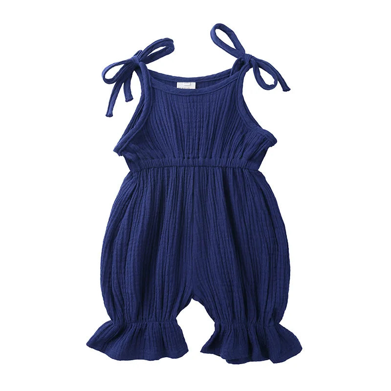 Summer Outfits Baby Girl Clothing Toddler Jumpsuit Fashion Cute Solid Sleeveless Cotton Linen Newborn Rompers Kids Clothes BC019