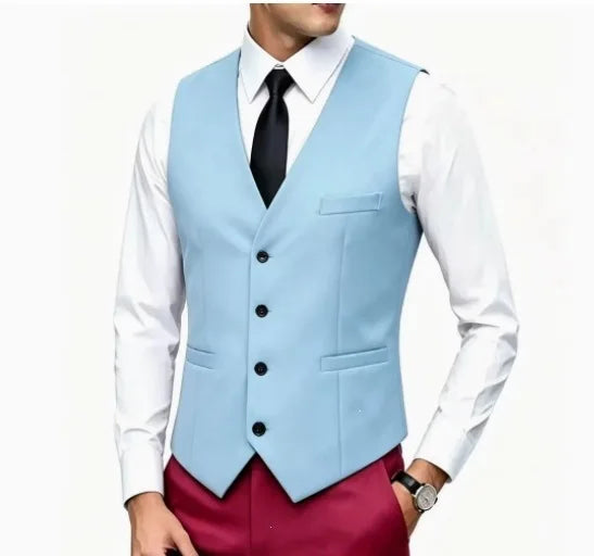 Men's Wedding Formal Suit Vest Slim Fit V-Neck Waistcoat Business Party Sleeveless Men's Clothing