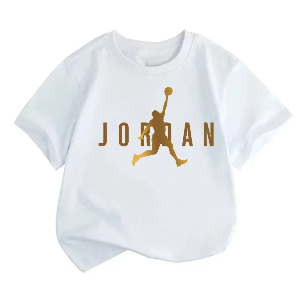 Summer Casual Kids T-shirt Breathable Cotton Jordan Print Short Sleeve Sport Tees Fashion Boy Girl Clothes