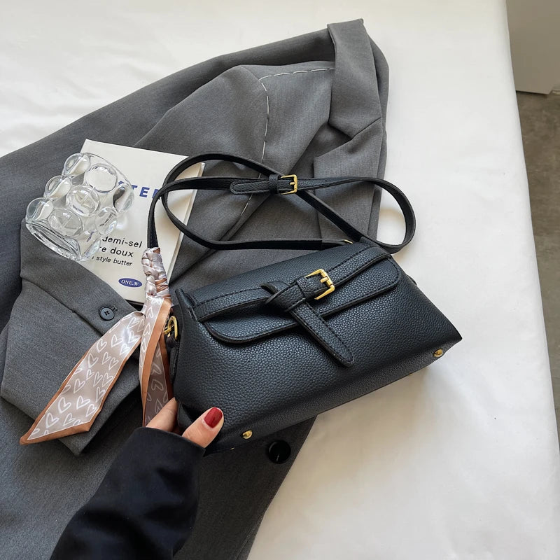 Leather Lychee Pattern Cross Body Bag