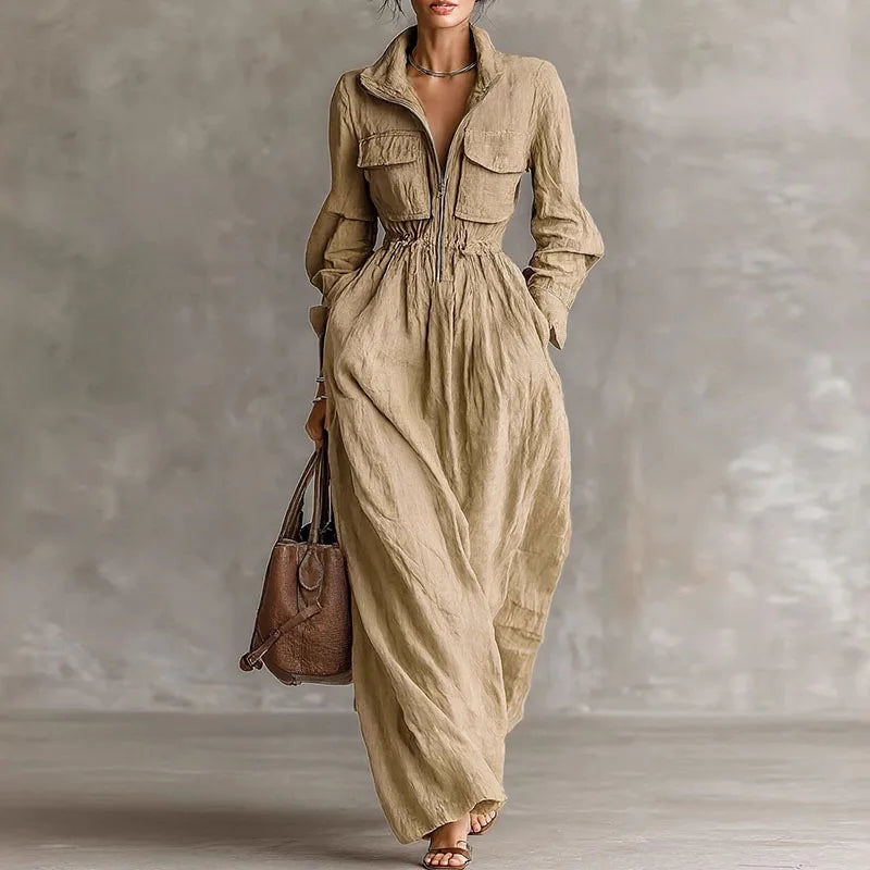 Elegant Lapel Midi Dress