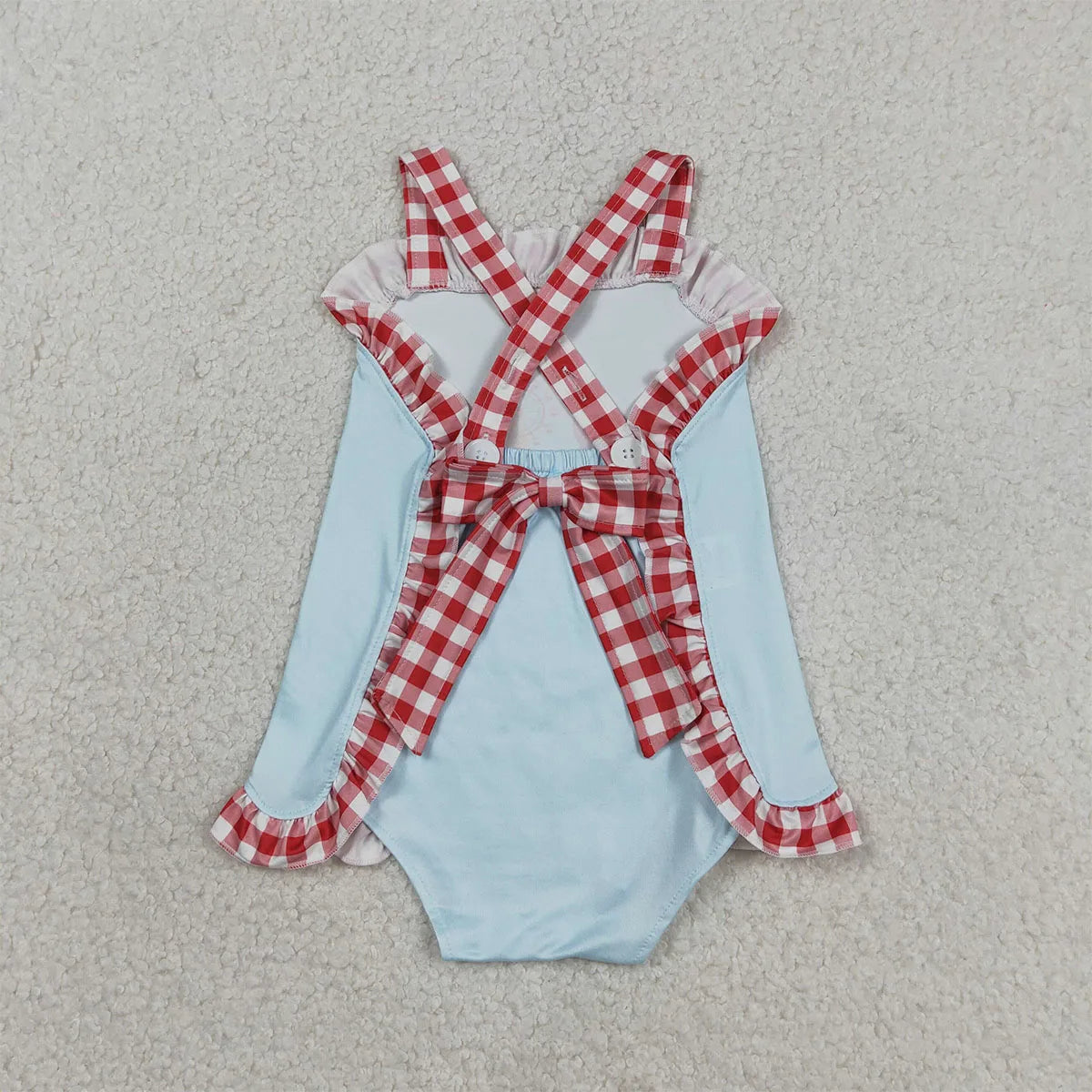 Wholesale Summer Sibling Baby Boys Girls Park Ruffles Shirts Top Red Plaid Shorts Outfits Kids Clothes Set Girl Rompers Matching