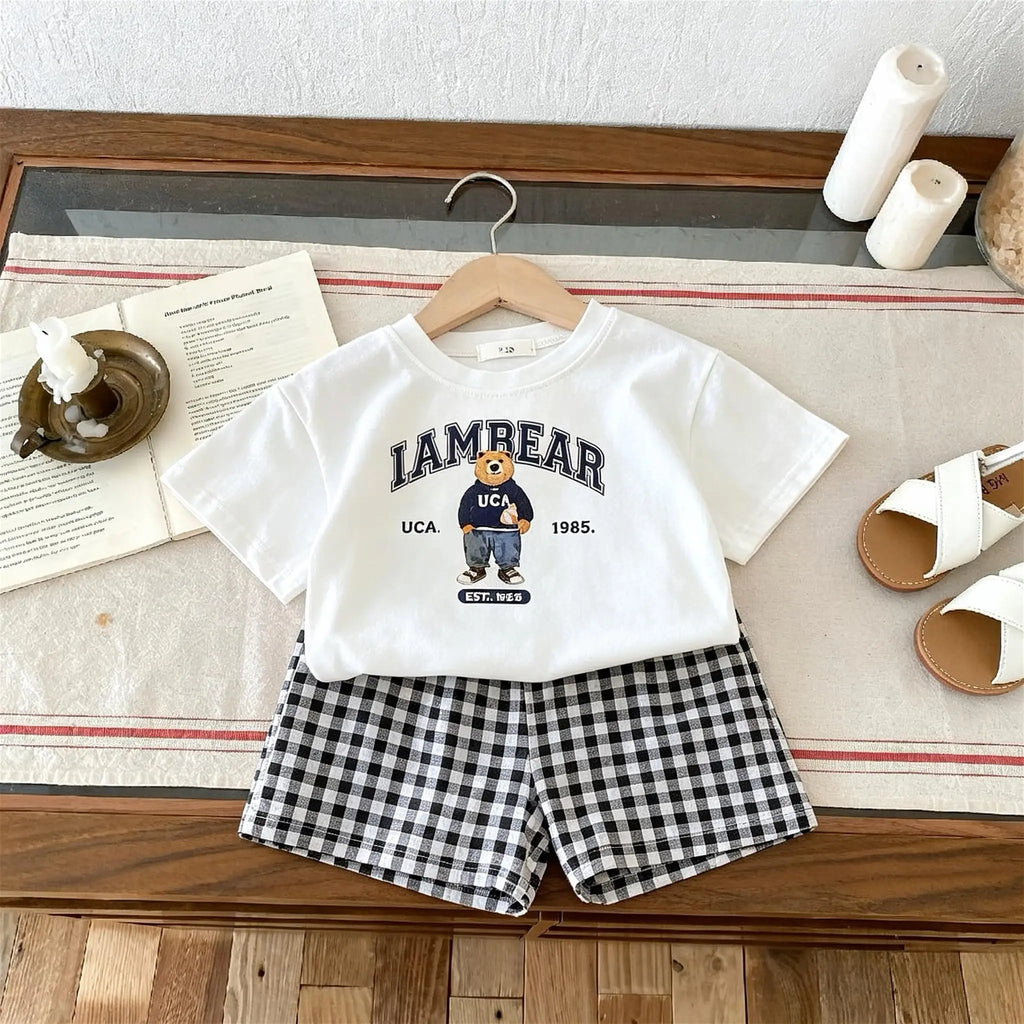 Summer Clothes Kids Girl Boy Short Sleeved Suit T-shirt + Shorts Children's Wear Casual Printed Tees Two Piece Outfits 1-6 Age