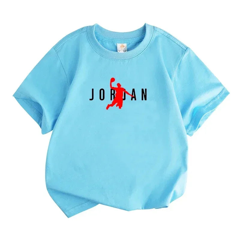 Summer Casual Kids T-shirt Breathable Cotton Jordan Print Short Sleeve Sport Tees Fashion Boy Girl Clothes
