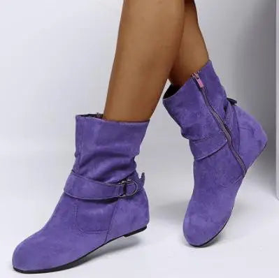 Women's Corduroy Mid-Calf Boots-British Style