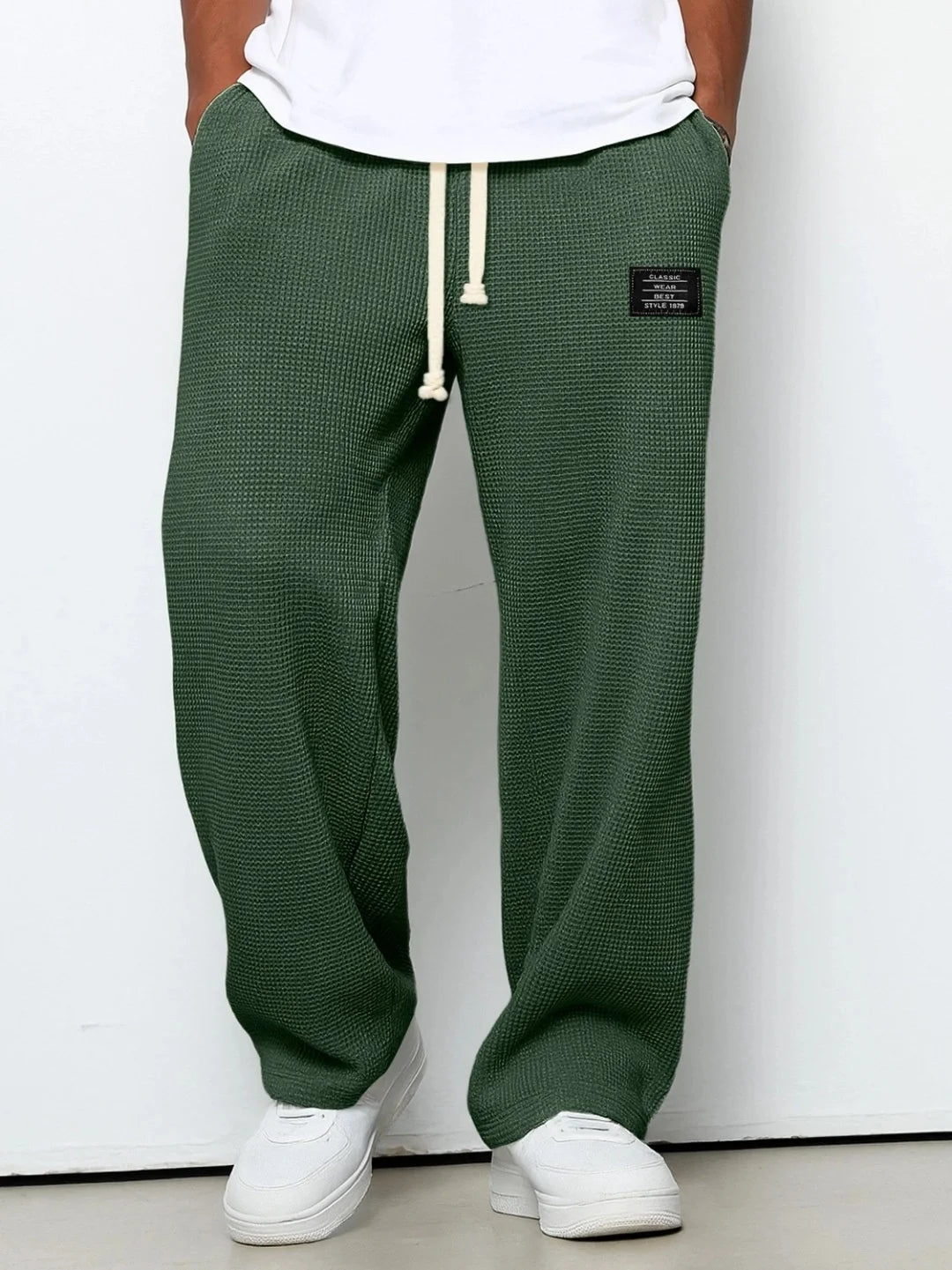 Mens Corduroy Casual Pants Fashion Loose Fit Pants Straight Sweatpants Elastic Waist Drawstring Outdoor Streetwear