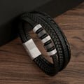 Classic 4-Layer Tiger Eye Stone Hand-Woven Leather Bracelets For Men Punk Fashion Alloy Magnetic Buckle Casual Bracelet Jewelry