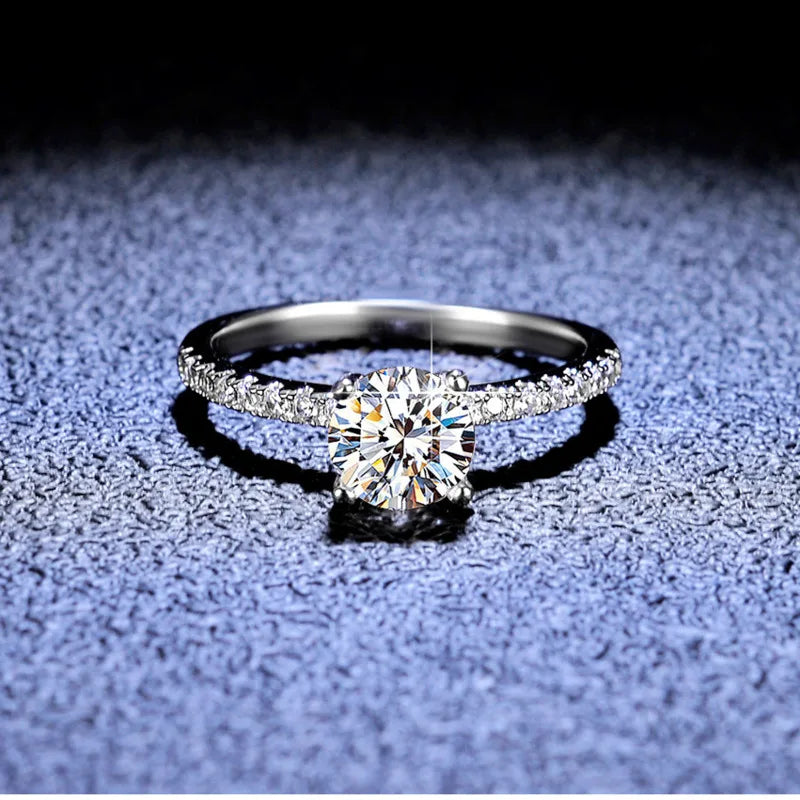 JoyceJelly 2CT 3CT Portuguese Cutting Moissanite Ring S925 Sterling Silver Female Luxury Wedding Bands Fine Jewelry For Women