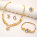 Liffly Dubai Gold Color Zircon Jewelry Sets for Women Bridal Indian Necklace Nigerian Wedding Jewelry Bracelet Earring Ring