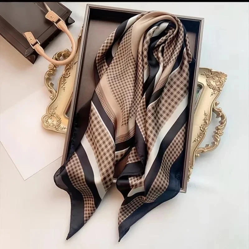 Luxury Brand Scarves for Women Shawl Print Silk Satin Hijab Scarf Female Bandana 70*70cm Square Shawls Scarfs For Ladies 2024