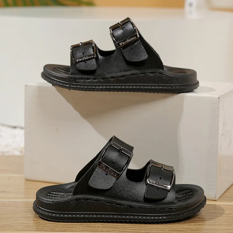 New Boys Summer Sandals Toddler Slide Beach Shoes Fashion Sports Sandals Non Slip Durable Leather Lightweight Casual Sandals