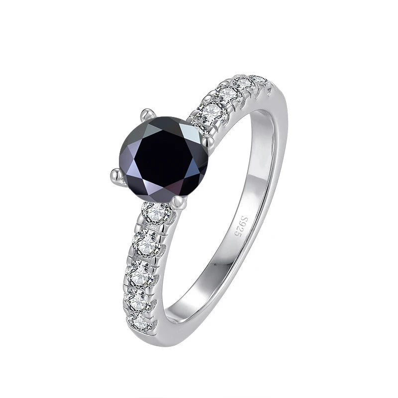 JoyceJelly Women's D Color 1 Carat Moissanite Diamond Ring Wedding 925 Sterling Silver Jewelry Classical Four Claw Design Gift