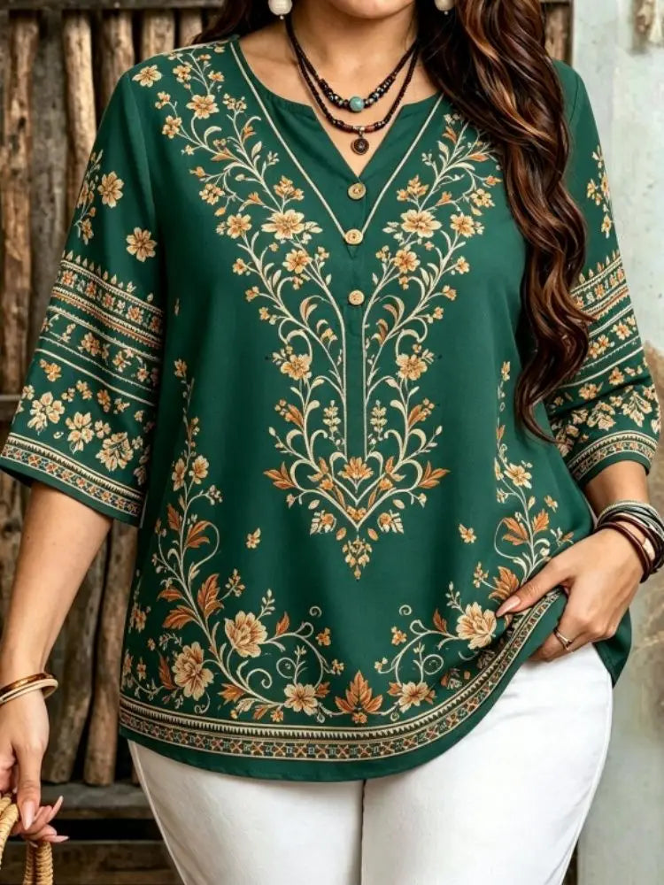Women's Bohemian Style Blouse for Plus Size