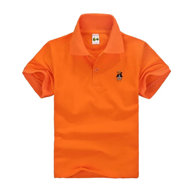 Summer Teenager POLO Shirts 3-14Yrs Children T-shirt For Girls Short-Sleeve Baby Tops Boys Tee Shirts Solid Color Kids Outerwear
