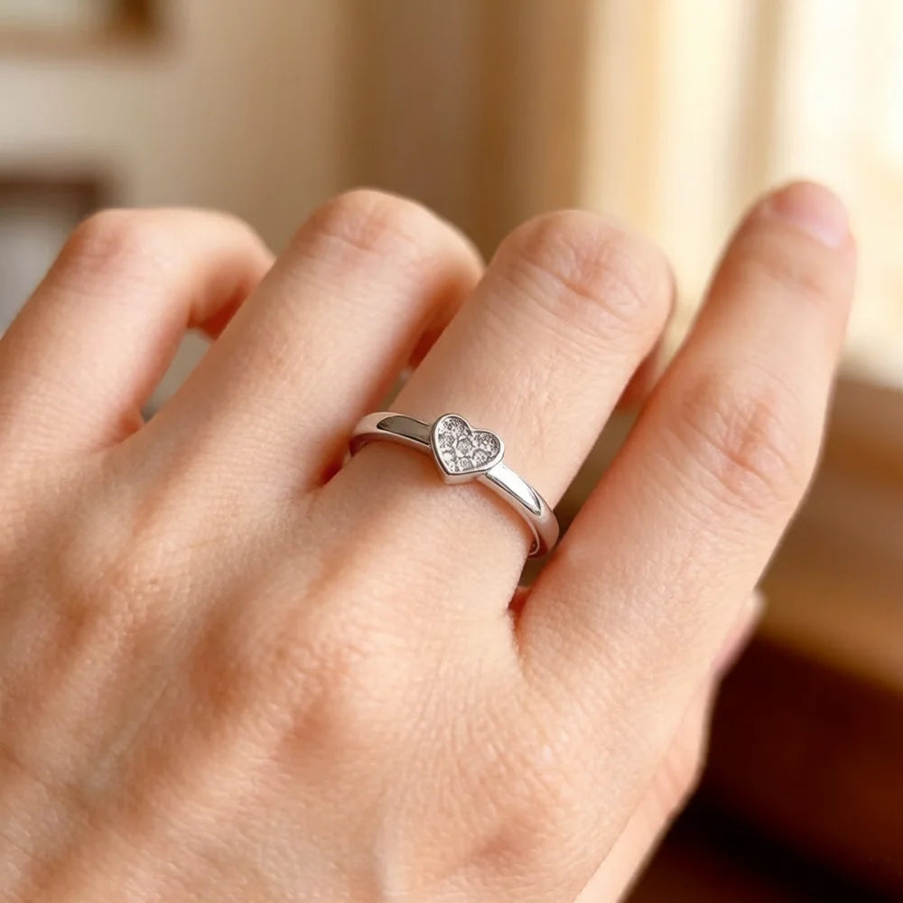 Ring Love Heart Europe Fine Jewerly For Women Summer Romantic Gift In 925 Sterling Silver