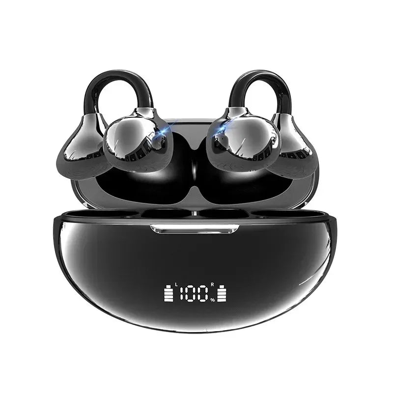 New Arrival Ear Clip-On Bluetooth Headphones Pain-Free Wear Powerful Noise Cancelling Long-Lasting Battery Built-in Mic