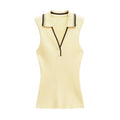 Women's clothing 2025 spring and summer European and American contrasting striped lapel vest women's T-shirt tops for women