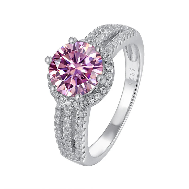 JoyceJelly Luxury Round 2CT 8mm VVS D-COLOR Moissanite Diamond Ring For Women S925 Sterling Silver Wedding Rings Engagement Gift