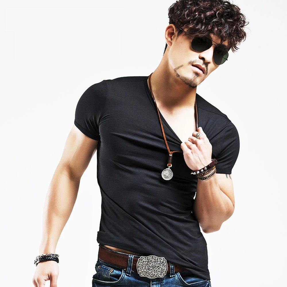 2026 Brand New Men T Shirt Men T-shirts V Neck Man T-shirt For Male Fitness Tshirts Men T Shirts Tops Tees Clothing