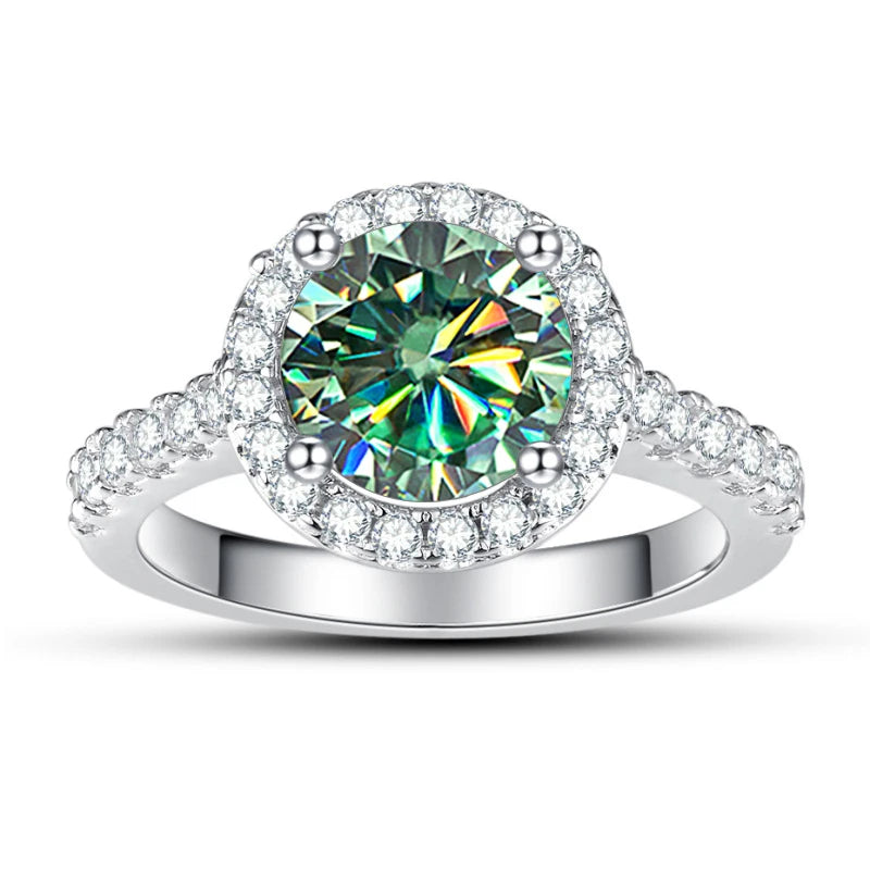 JoyceJelly Classical Women's 925 Sterling Silver Ring With Real Moissanite 1ct 2ct D Color Round Shaped Luxury Wedding Jewelry