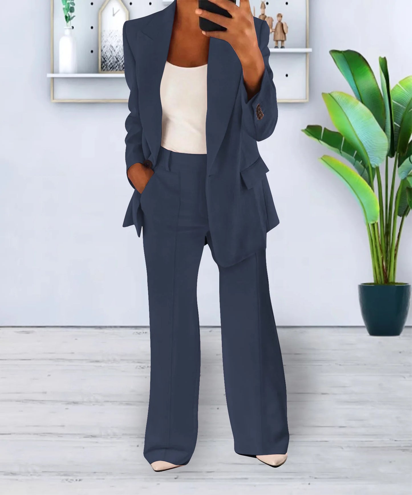 Women Spring Autumn Suit 2 Piece Sets Long Sleeve Jacket Coat High-Waisted Trousers Business Suit Office Ladies Pant Sets Outfit