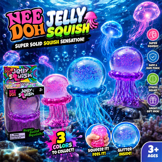 Needoh Jellyfish Squishy Soft Stress Relief Toy Cute Relaxing Squeeze Sensory Toy Kids Big Size Anti-Anxiety Focus ADHD Fidgets
