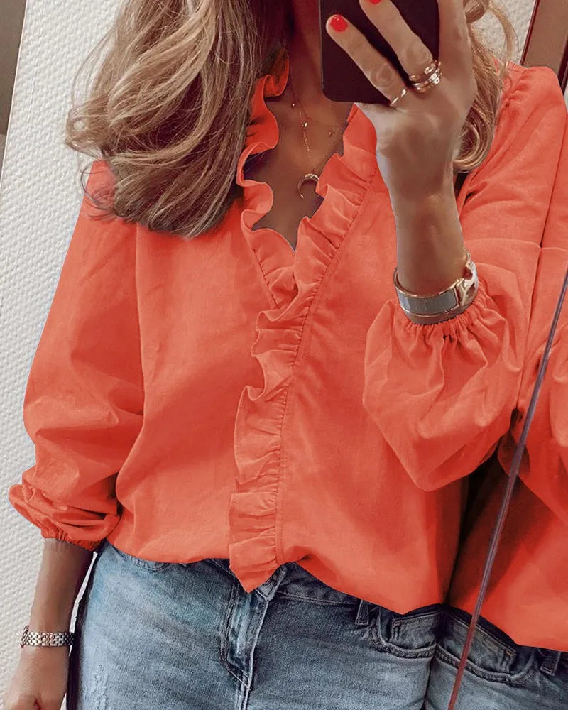 Women's Long-Sleeve Ruffled Shirt