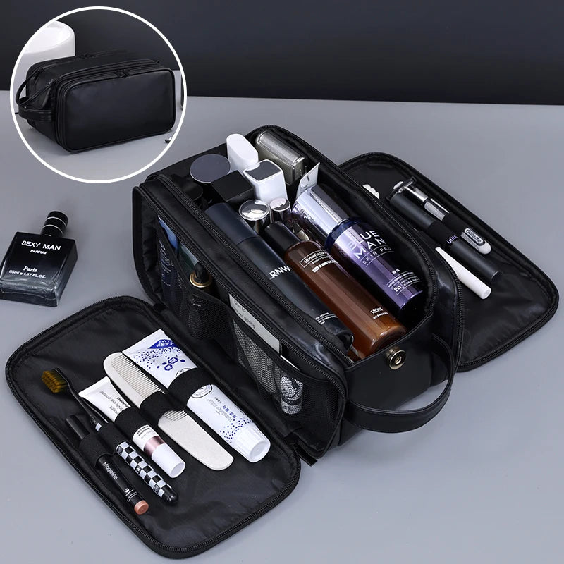 Multi Pockets Waterproof PU Toiletry Bag for Women and Men Travel Essentials Makeup Organizer Hanging Cosmetic Washing Bag