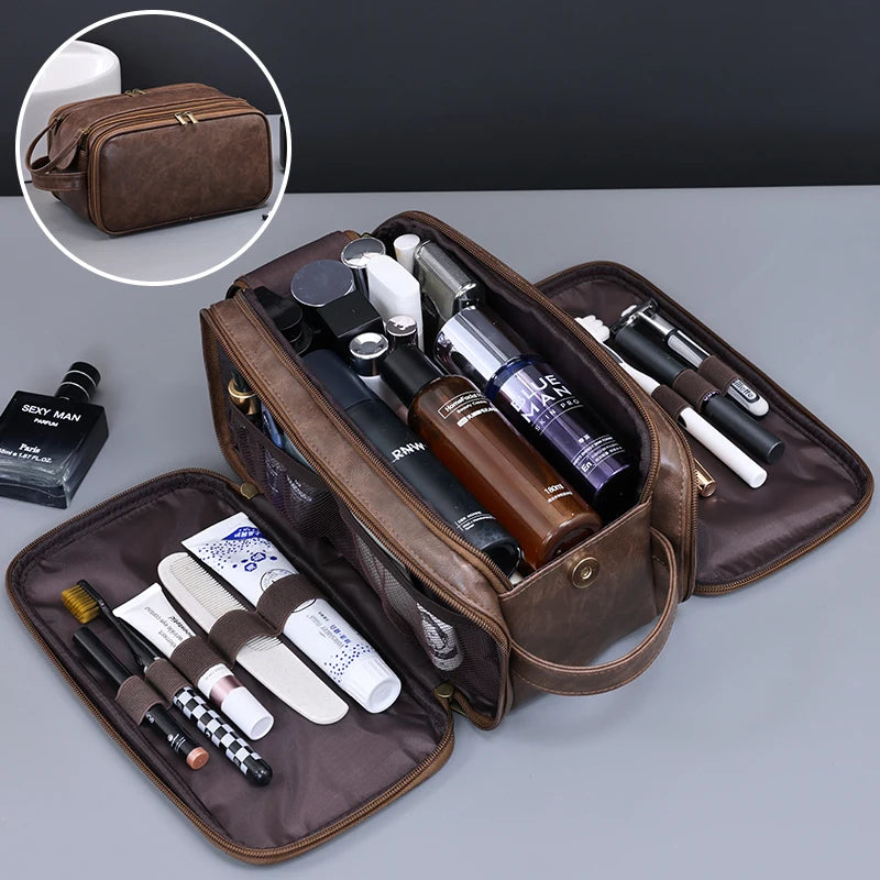 Multi Pockets Waterproof PU Toiletry Bag for Women and Men Travel Essentials Makeup Organizer Hanging Cosmetic Washing Bag