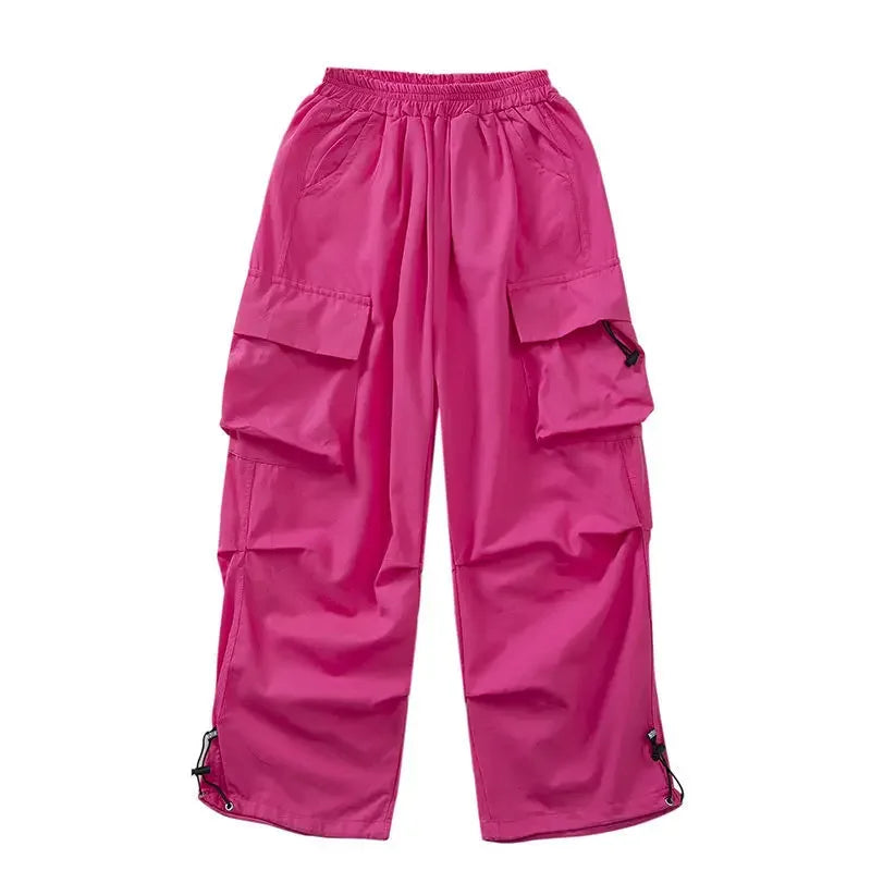 Girls Sports Cargo Pants Kids Fashion Straight Baggy Trousers Children Streetwear Sweatpants Teenager Vintage Casual Pants