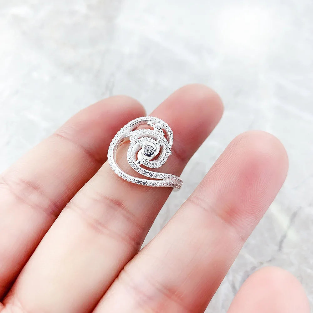 Ring Wave 2023 Summer Brand New Fine Jewerly Pure Solid 925 Sterling Silver Romantic Gift For Women