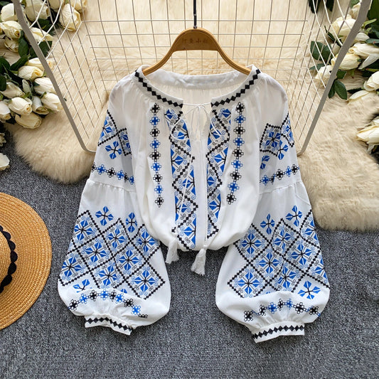 Women's Boho Embroidered Blouse