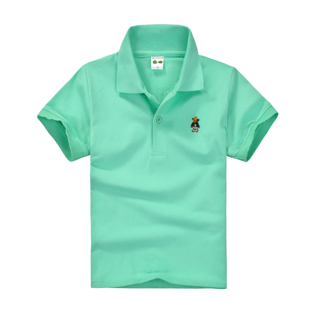 Summer Teenager POLO Shirts 3-14Yrs Children T-shirt For Girls Short-Sleeve Baby Tops Boys Tee Shirts Solid Color Kids Outerwear